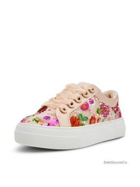 Floral Embellished Platform Lace-Up Fashion Sneakers